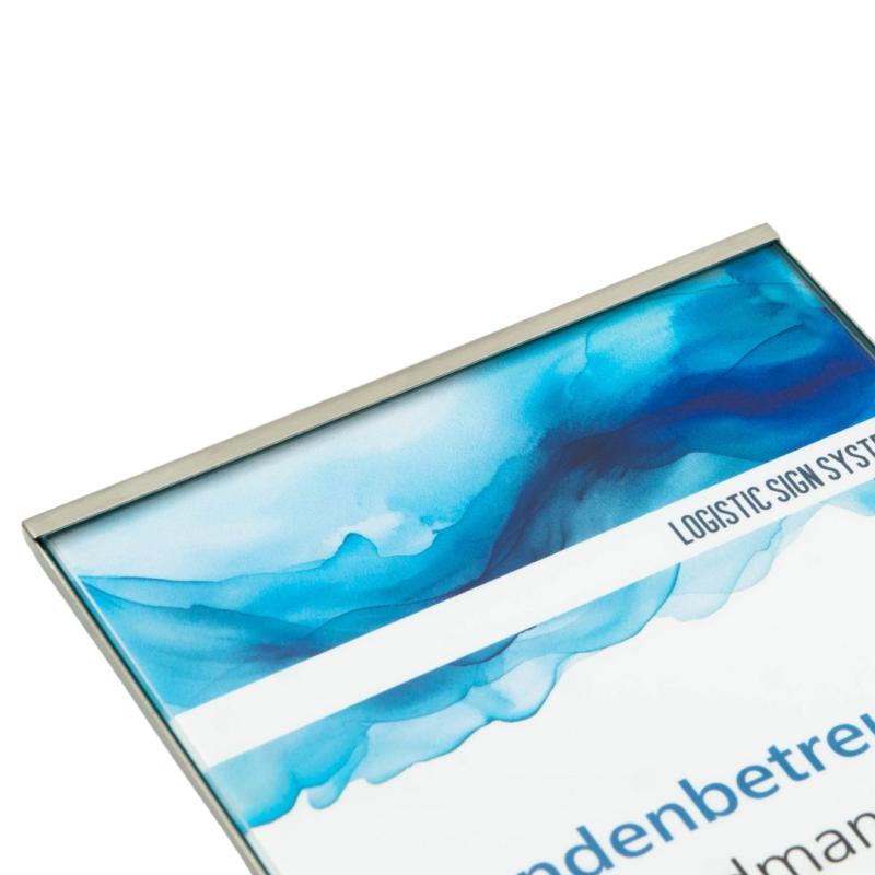 Tuerschild Vitrum G aus Glas und Edelstahl DIN A5